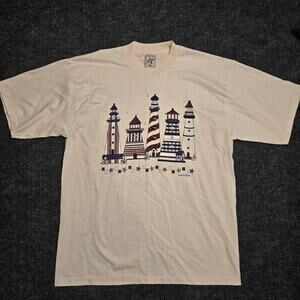 Vintage 1998 Made in the US single stich lighthouse tee. mens XL